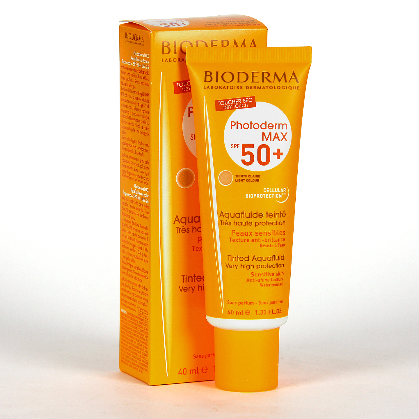 Protector facial de toque seco y acabado mate para ocultar imperfecciones Bioderma MAX AquaFluide SPF 50+